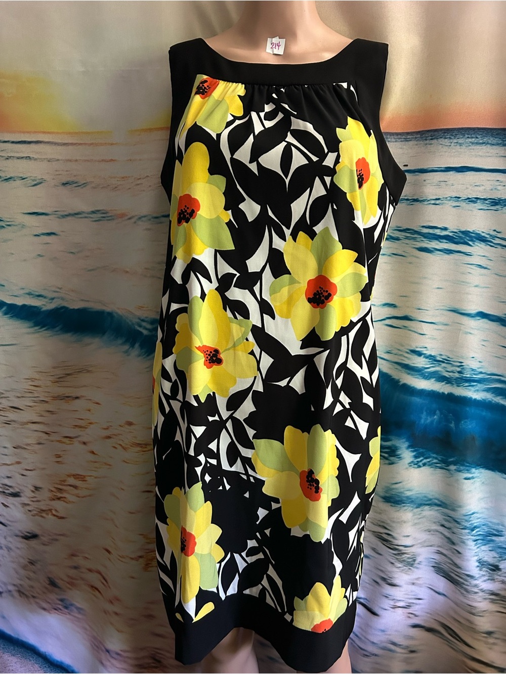 Alyx Women’s Black Dress with Yellow &  Orange Floral Accent SZ 10